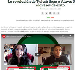 Reportaje digital de Gasteiz Hoy sobre los Streamers con más éxito de Vitoria-Gasteiz